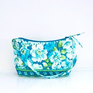 Quilted Keepers Shoulder Bag Blue Floral Front Pocket Dainty Spring Purse